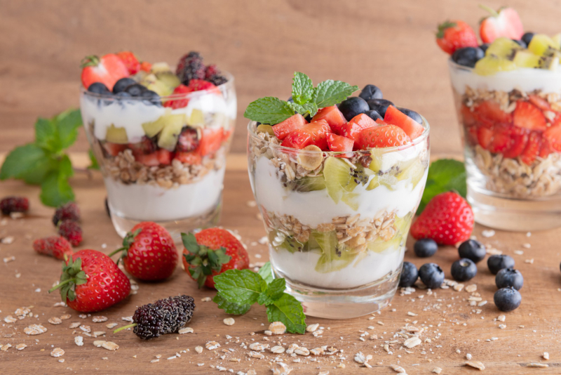 These delicious layered parfaits area great breakfast idea that can be made ahead of time. The layers provide visual interest and make you want to savor the experience!